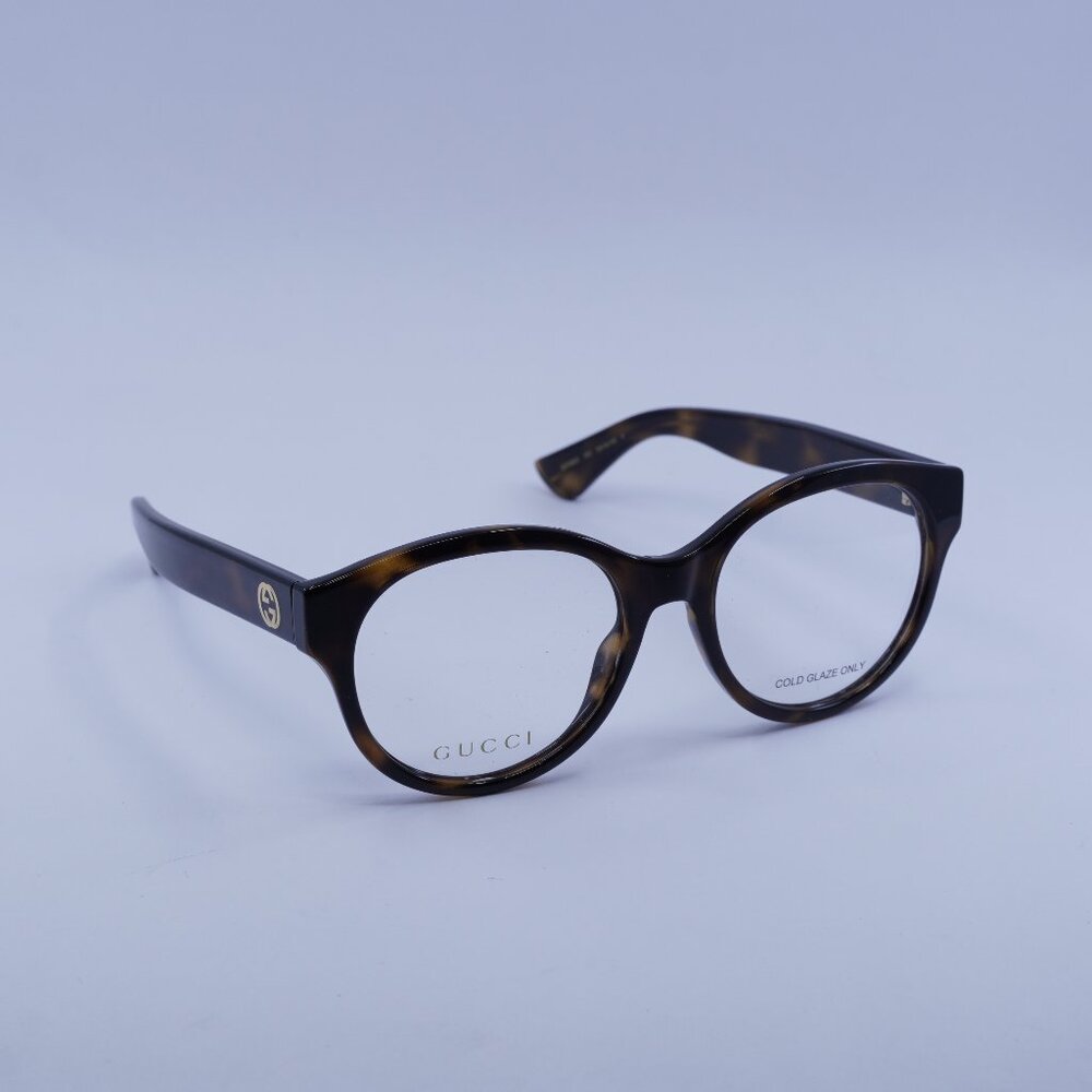 Gucci GG1580O 002 Eyeglasses Dark Havana 53mm Round Frame